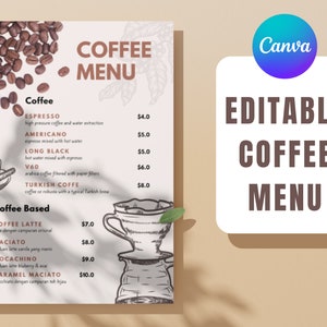 modelo de quadro de menu de café