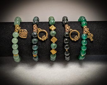 Irish Crystal Healing Bracelet: St. Patrick's Day Green & Gold Charm