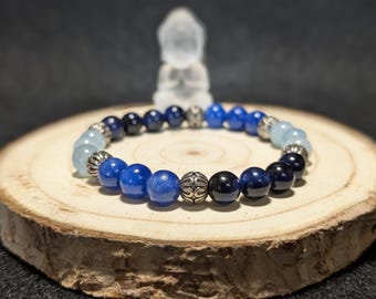 Small Size - Calm - Courage - Peace - Blue Jade & Tiger&#39; s Eye Crystal Bracelet  - Healing Stone Bracelet - Children&#39;s Healing Jewelry