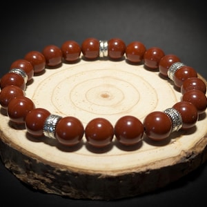 Men - Empowerment - Strength - Red Jasper Healing Crystal Bracelet - Stability - Security - Healing Energy Gift for Him - AAA Quality