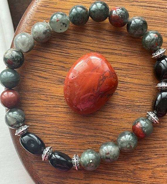 Bloodstone beaded bracelet