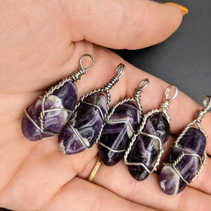 Amethyst Necklace- Chevron Amethyst - Wire Wrapped Amethyst Pendant