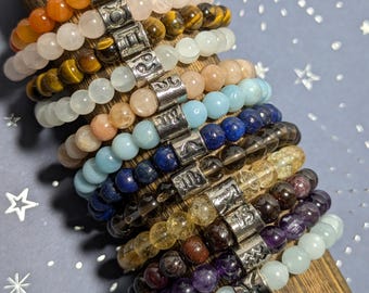 Zodiac Sign Crystal Bracelets - Small Sizes for Children & Petite Adults - Astrology Gift - Kids Horoscope Jewelry - Astrology Symbol