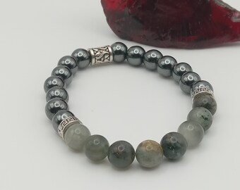 Pain relief and blood circulation| Healing bracelet| Hematite and Bloodstone| Men's or Women's