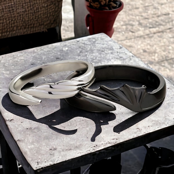 Verstellbare Drachen-Paarringe – Silber Schwarz, stilvoller Fantasie-Drachen-Schmuck, stilvolles Duo, perfekt für Jubiläen, unvergessliches Geschenk für Paare
