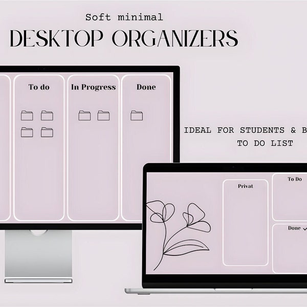 Neutral Desktop Organizer Wallpaper, Mac Windows, Schule, Arbeit, Clean minimal Hintergrundbild, To do Liste