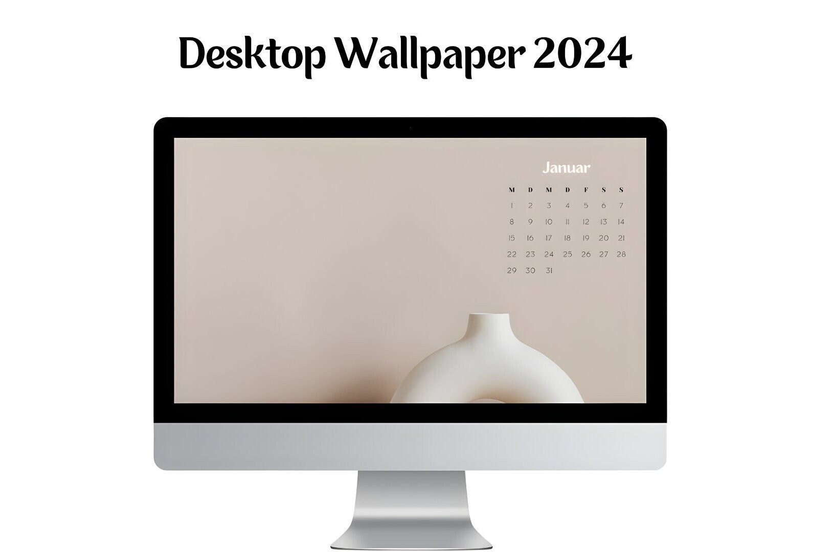 Kalendar Desktop 2024 Kalender Desktop Wallpaper, Mac Windows, Clean Minimal Neutral ...