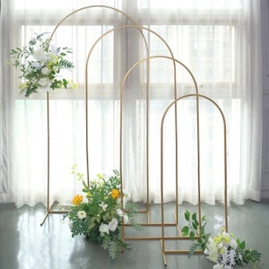 5ft 6ft 7ft 8ft Gold Metal Wedding Arch Chiara Backdrop Stand Floral Display Frame With Round Top decor stand base event