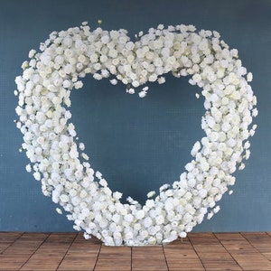 7ft Heavy Duty Gold Metal Heart Shape Wedding Arch Photo Backdrop Stand, Floral Balloon Frame with Sturdy Rectangular Base  party decoration