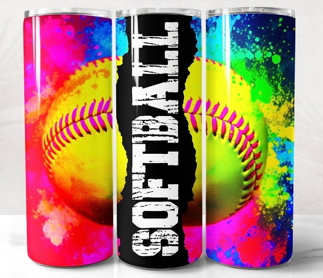 Softball 20 Oz Tumbler, Softball Life, Softball Tumbler With Straw, Softball Cup, Softball Gift