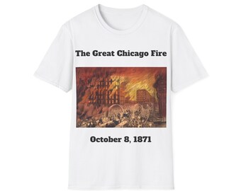 GREAT CHICAGO FIRE T Shirt, Firefighter Gift, Gifts for Firefighters, Commemorative Fire Service T Shirt, Black Unisex, Chicago Fire T Shirt