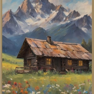 Cabin in the Woods, Rustic Oil Painting, Nature Inspired Oil Painting ...