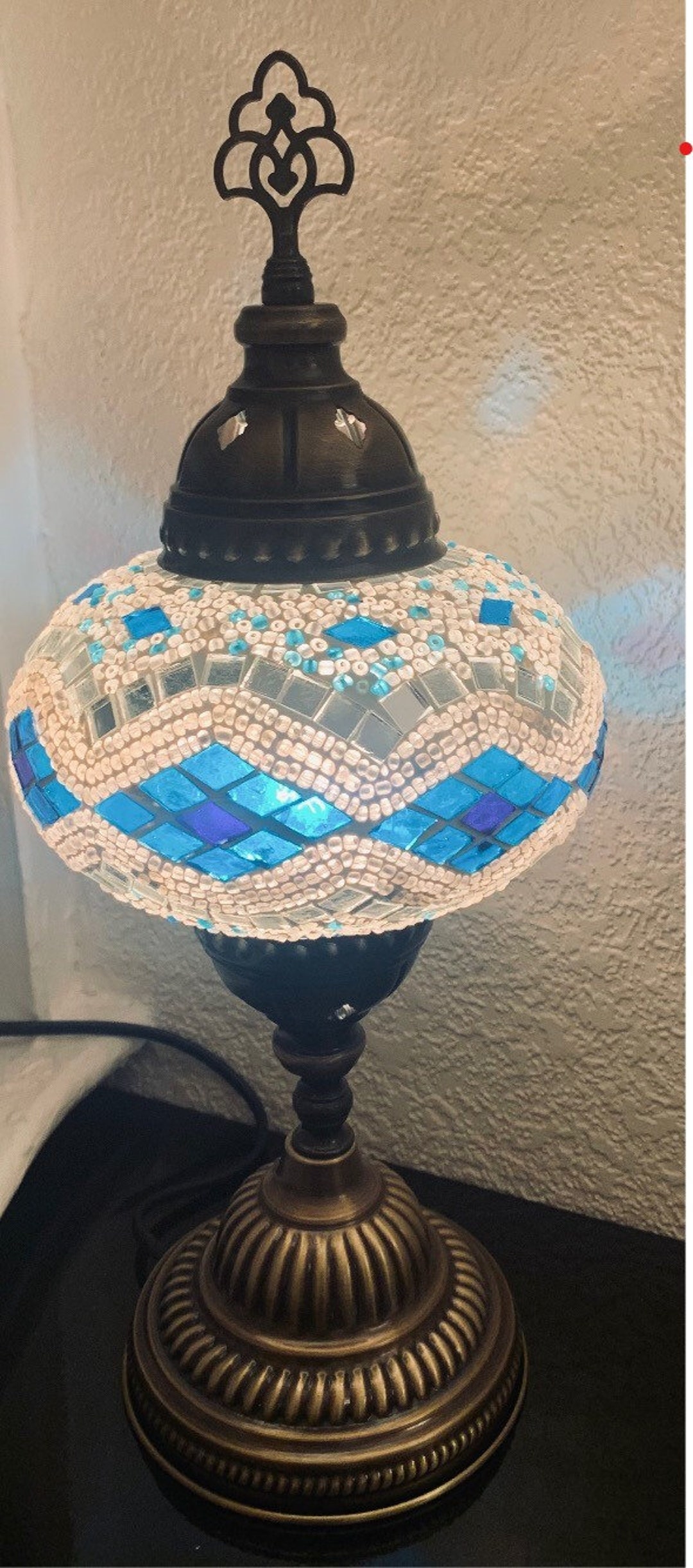 Turkish Mosaic Hand Painted Large Globe Lamp. Hand Crafted Lamps That