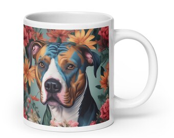 American Pit Bull Terrier Flowers Mug