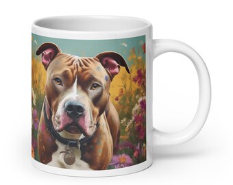 American Pit Bull Terrier Flowers Mug