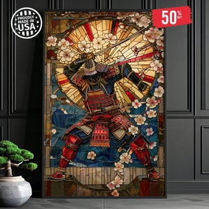 Samurai Unique Jigsaw Puzzle Adults 1000 Pieces, Stained Glass Style