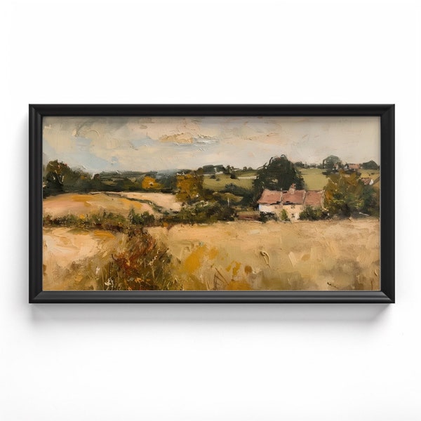 English Countryside Samsung Frame TV Art, Vintage Frame Tv Art, Impasto Pastoral Countryside Landscape Frame Tv Art, Frame TV Art | TV13