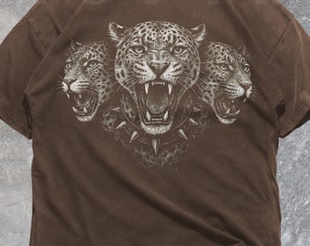 Gothic Leopard Comfort Colors Shirt, Fierce Animal Print Tee, VT081