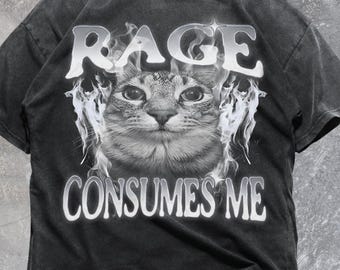 Comfort Colors Rage Consumes Me Cat Shirt, Funny Meme Graphic Tee, VT113