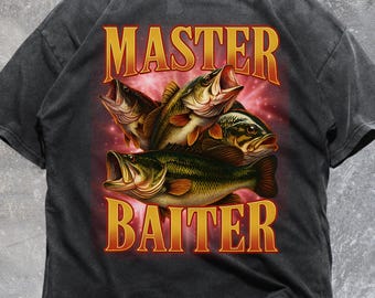 Master Baiter Funny Fishing Shirt, Retro Bold Graphic Fishing Joke Tee, VT055