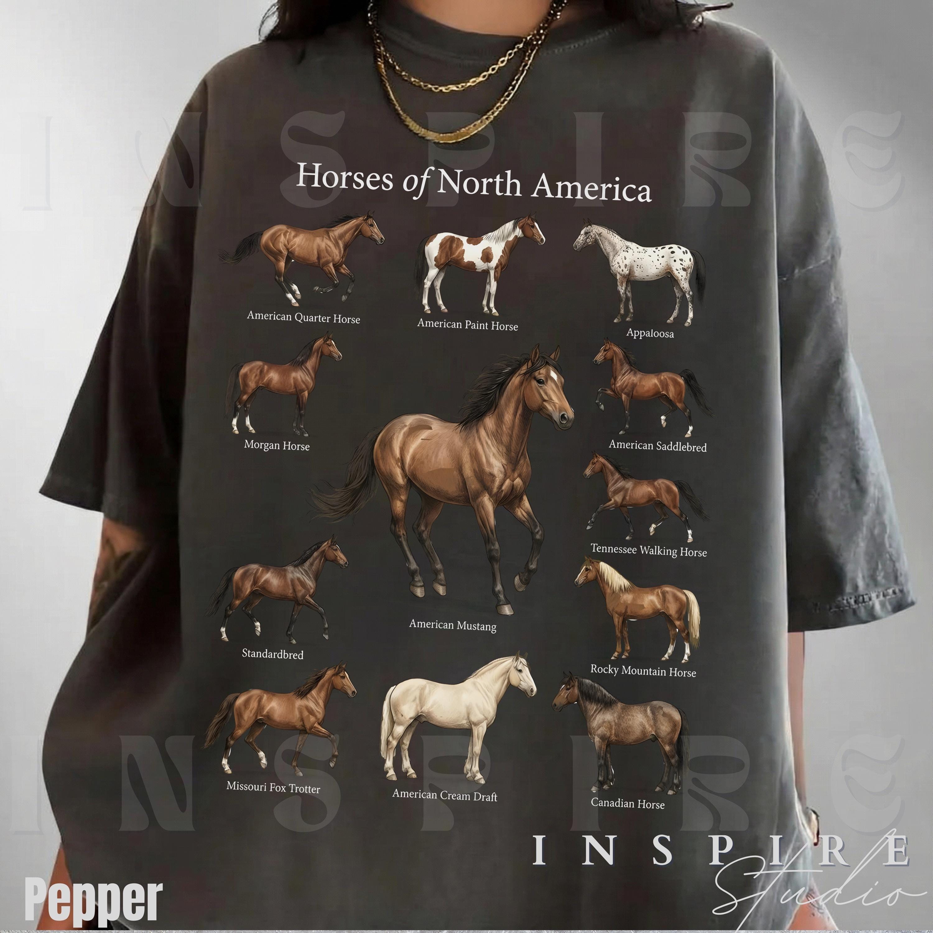 Horses of North America Shirt, Vintage Horse Chart Tee, Western