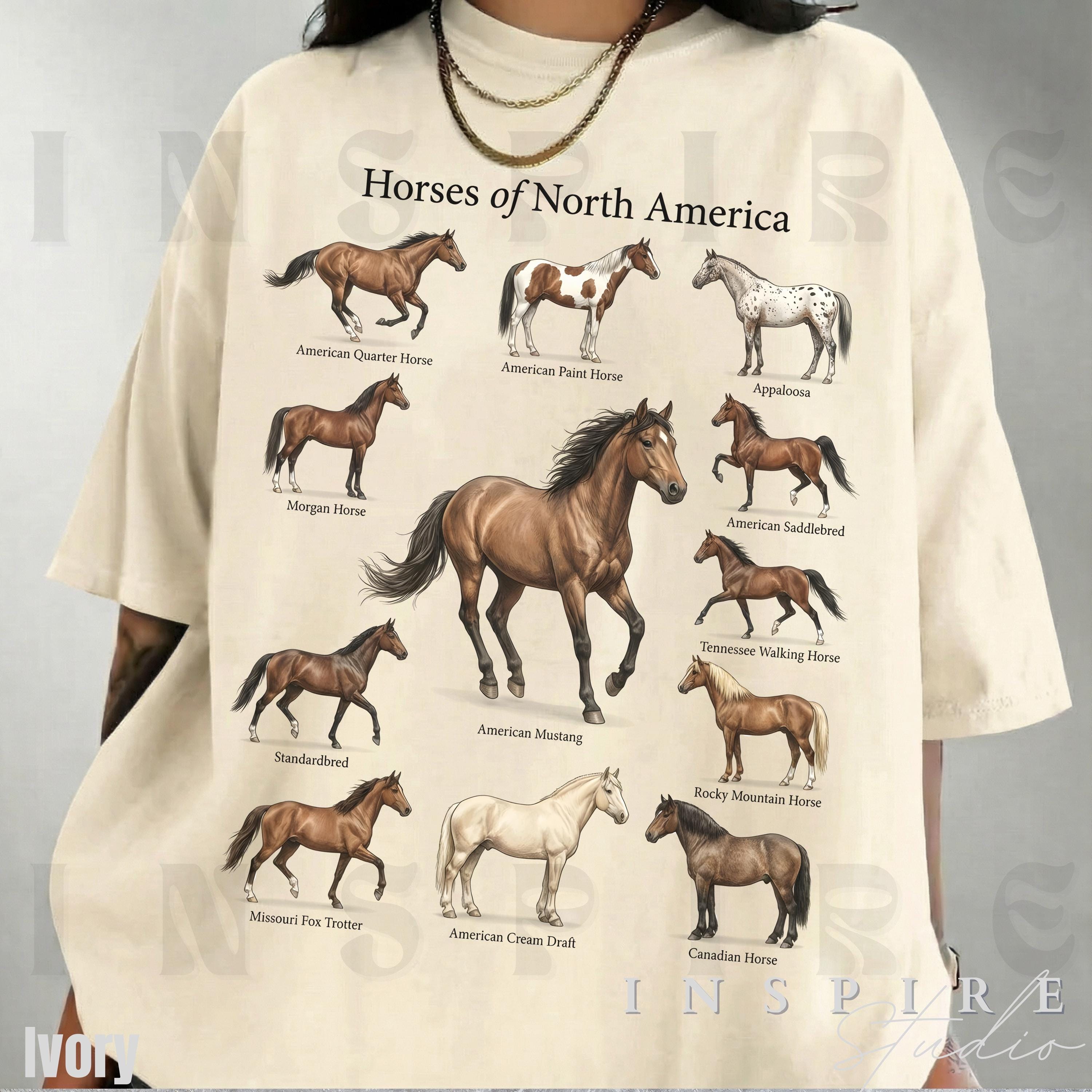 Horses of North America Shirt, Vintage Horse Chart Tee, Western