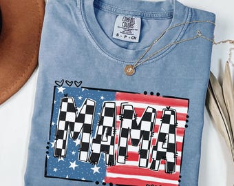 Comfort Colors Retro American Mama T-Shirt - 4th of July Tee
