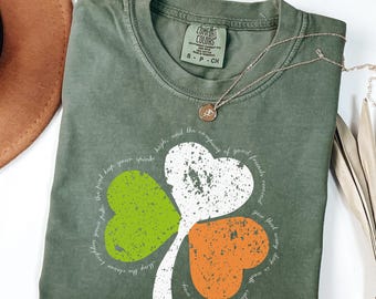 Comfort Colors Shamrock Heart T-Shirt: Irish St Patricks Day Tee