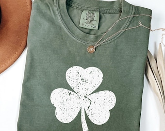 Comfort Colors Retro Shamrock Tee, Lucky Irish St Patricks Day Shirt, DT569