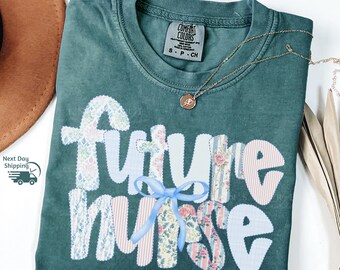 Future Nurse Comfort Colors Shirt – Floral Patchwork, Nursing Student Gift, DT1048
