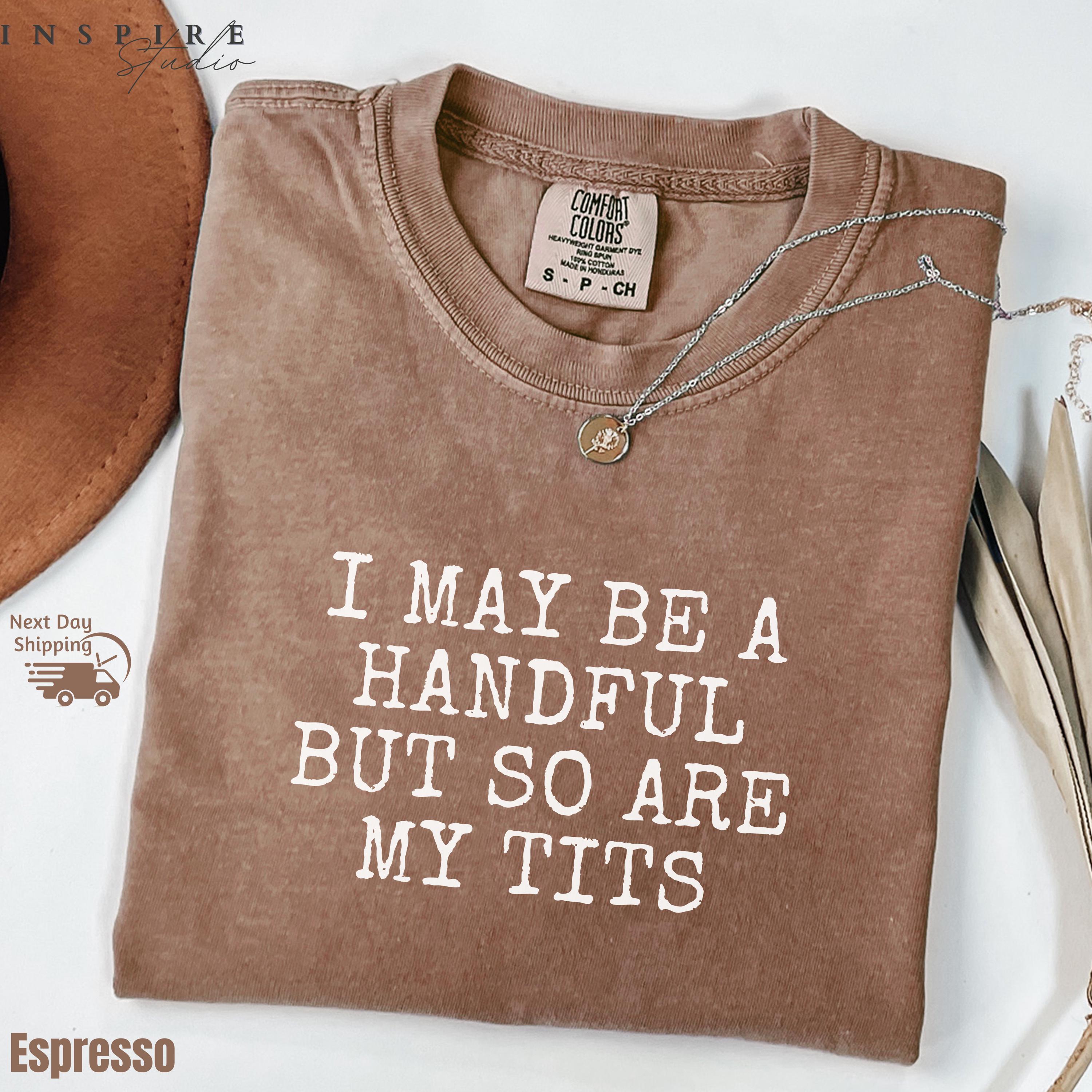 I Maybe a Handful But So Are My Tits, Funny Slogan, Funny Graphic Tee, Gift for Her, Cute Humor Shirt, Casual Comfort Colors T-Shirt, DT721