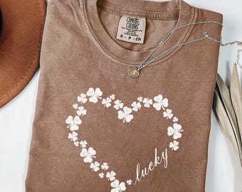 Comfort Colors Shamrock Heart Shirt: Lucky St. Patrick's Day Tee