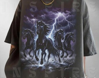 Wild Horse Shirt, Cowboy Style Lightning Tee, Vintage Western Graphic Unisex T-Shirt, VT157