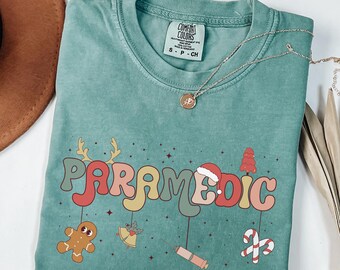 Comfort Colors® Paramedic Christmas Shirt, Christmas Paramedic Shirt, Para Gift for Her, Paramedic Holiday Tee, Para Xmas Shirt DT229