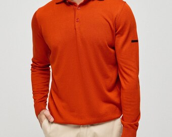 Tile Silk Cashmere Long Sleeve Men's Polo