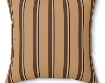 Camel, Brown, Cream & Black Striped Throw Pillow, Heritage Accent, Preppy Neutral Home Decor, Classic Sofa, Bed, Chair or Dorm Cushion