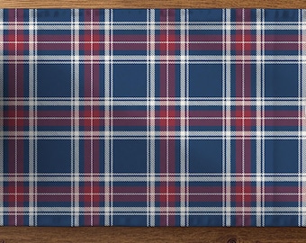 Royal Blue, Crimson Red & Ivory Plaid Table Runner, Classic Preppy Dining Table Decor, Coffee Table Accent or Dorm Dresser Cover