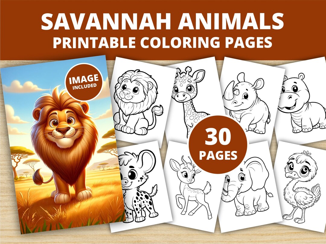 30 Savannah Animals Coloring Pages Activity for Kids Preschoolers