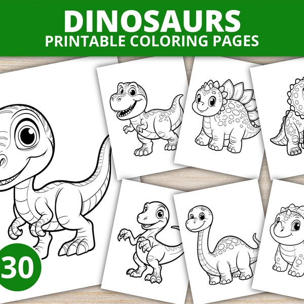 30 Dinosaurier-Malvorlagen für Kinder im Vorschulalter, Kleinkinder – druckbares digitales Malbuch für den Kindergarten zu Hause