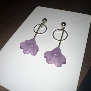Single Purple Floral Acrylic Earrings