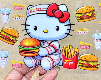Kawaii Burger UV Wrap | Cute Fast Food Coquette 16oz Libbey Cup Wrap | Burger & Fries Glass Can Wrap