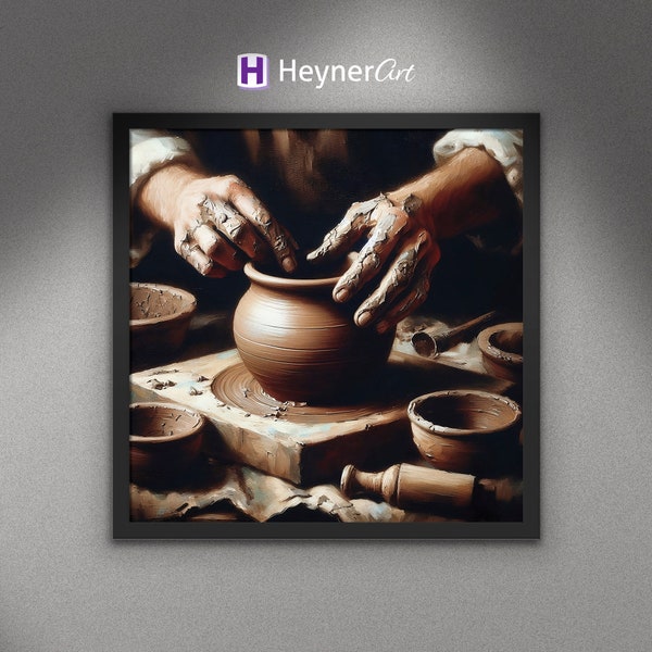 Divine Potter: Crafting a Clay Vessel - Mystical Digital Art PRINTABLE