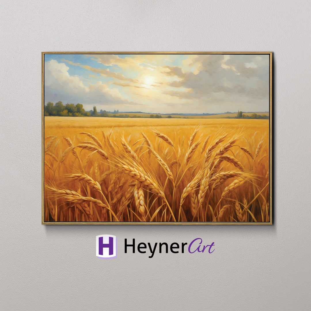 Wheat Field Oil Painting Golden Harvest Art Print Landscape Wall Art Living Room Decor Kitchen