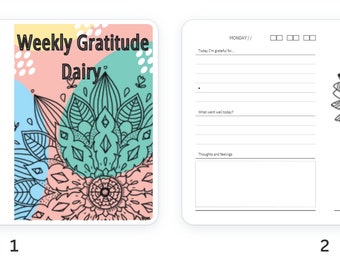 weekly Gratitude, Daily Gratitude Dairy- Monday to Sunday in Black and white Color