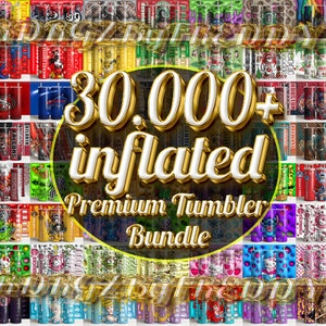 30.000 3D Inflated Tumbler Bundle, Puffy Tumblers, Inflated Tumblers, Straight and Tapered, Skinny Tumbler, 300 DPI PNG Download.