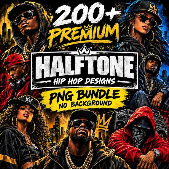 200+ Hip Hop PNG Bundle, Halftone Rap Designs, Streetwear Graphics, Urban T-Shirt Designs, DTF DTG Sublimation, Transparent png