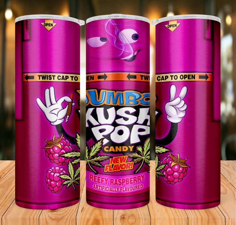 Kush Pops Raspberry Edibles 420 Weed Tumbler Wrap PNG, Funny Stoner Sublimation Design (instant ...