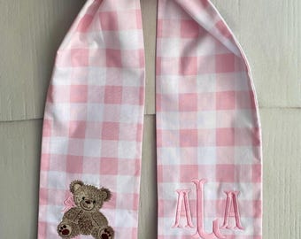 Pink and White Gingham Teddy Bear Sash