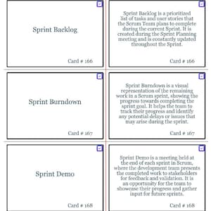 Scrum FlashCards (201 Cards)