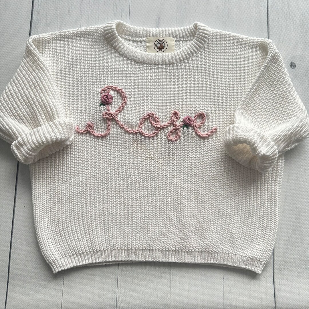 Embroidered Flower Signature Organic Baby Sweater main image 0